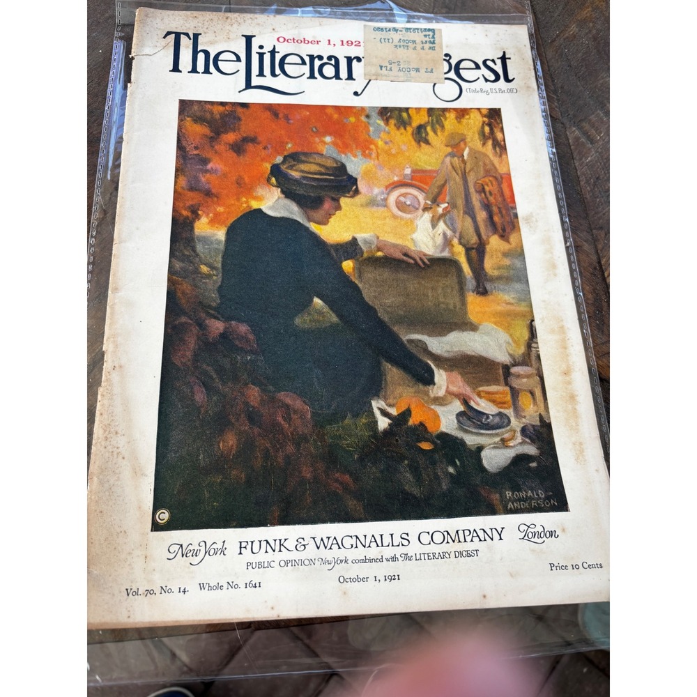 Literary Digest Oct 1 1921 Ronald Anderson Autumn Picnic Cover Leyendecker Ad
